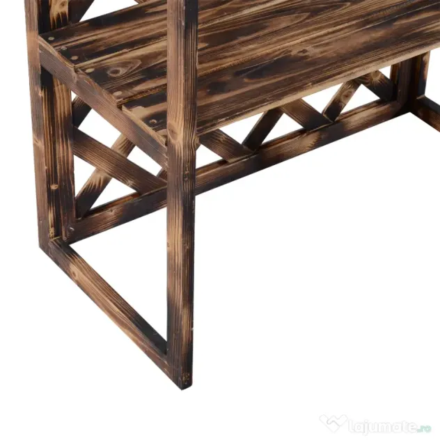 Suport Ghivece Flori Outsunny cu 3 Etajere, Lemn de Brad, 80x40x150cm| Aosom RO | Aosom Romania