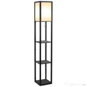 HOMCOM Lampa Pom cu Librarie 3 Niveluri Negru 26 x 26 x 160 cm 