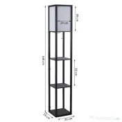 HOMCOM Lampa Pom cu Librarie 3 Niveluri Negru 26 x 26 x 160 cm 