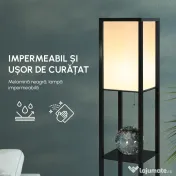 HOMCOM Lampa Pom cu Librarie 3 Niveluri Negru 26 x 26 x 160 cm 
