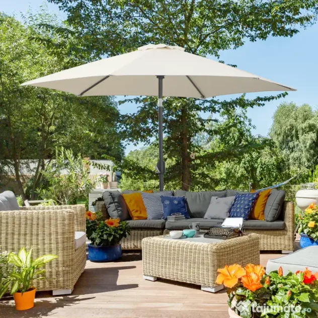 Outsunny Umbrelă de Grădină și Plajă Inclinabilă din Aluminiu și Poliester Alb Φ2.6×2.35m | Aosom Romania