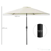 Outsunny Umbrelă de Grădină și Plajă Inclinabilă din Aluminiu și Poliester Alb Φ2.6×2.35m | Aosom Romania 