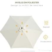 Outsunny Umbrelă de Grădină și Plajă Inclinabilă din Aluminiu și Poliester Alb Φ2.6×2.35m | Aosom Romania 