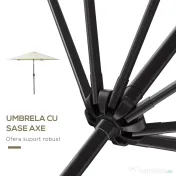 Outsunny Umbrelă de Grădină și Plajă Inclinabilă din Aluminiu și Poliester Alb Φ2.6×2.35m | Aosom Romania 