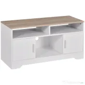 Mobilier pentru TV pana la 42", din fibra de lemn, 105x40x52cm, Alb si lemn natural HOMCOM | Aosom Romania 
