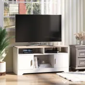 Mobilier pentru TV pana la 42", din fibra de lemn, 105x40x52cm, Alb si lemn natural HOMCOM | Aosom Romania 