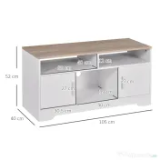 Mobilier pentru TV pana la 42", din fibra de lemn, 105x40x52cm, Alb si lemn natural HOMCOM | Aosom Romania 
