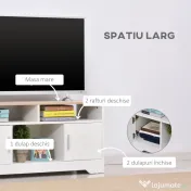 Mobilier pentru TV pana la 42", din fibra de lemn, 105x40x52cm, Alb si lemn natural HOMCOM | Aosom Romania 