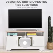 Mobilier pentru TV pana la 42", din fibra de lemn, 105x40x52cm, Alb si lemn natural HOMCOM | Aosom Romania 