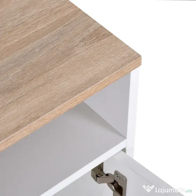 Mobilier pentru TV pana la 42", din fibra de lemn, 105x40x52cm, Alb si lemn natural HOMCOM | Aosom Romania