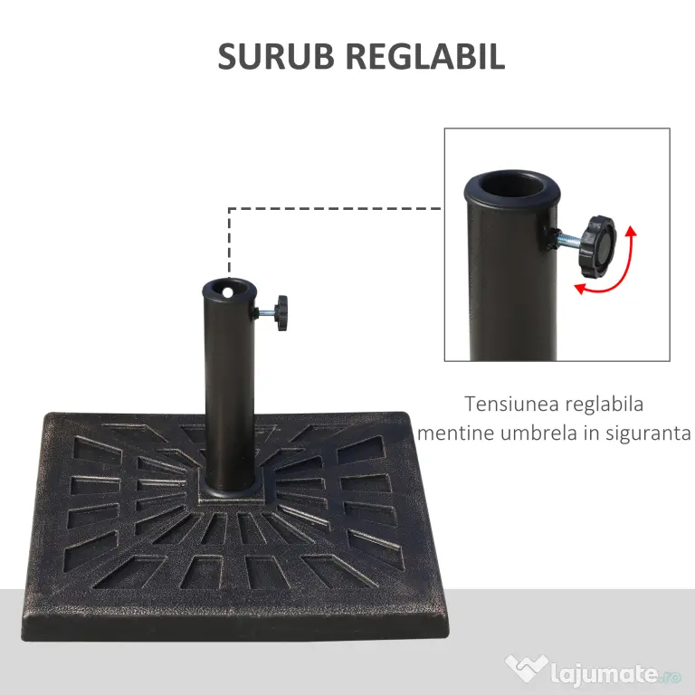 Outsunny Bază Greutate pentru Umbrelă de Soare, Rezistentă, Φ3,8-4,8cm, 16Kg, Ideală pentru Grădină | Aosom Romania