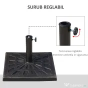Outsunny Bază Greutate pentru Umbrelă de Soare, Rezistentă, Φ3,8-4,8cm, 16Kg, Ideală pentru Grădină | Aosom Romania