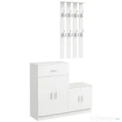 HOMCOM Mobilier de Hol cu Cuier din Lemn, Spațiu de Depozitare și Design Elegant, 100x32x187cm, Alb | Aosom Romania 
