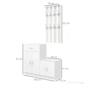 HOMCOM Mobilier de Hol cu Cuier din Lemn, Spațiu de Depozitare și Design Elegant, 100x32x187cm, Alb | Aosom Romania 
