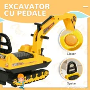 Excavator de jucarie pentru copii HOMCOM, 78x24x58,5cm, galben | Aosom Romania 
