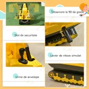 Excavator de jucarie pentru copii HOMCOM, 78x24x58,5cm, galben | Aosom Romania 