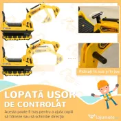 Excavator de jucarie pentru copii HOMCOM, 78x24x58,5cm, galben | Aosom Romania 