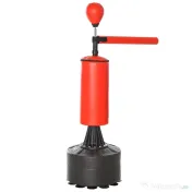 HOMCOM Sac de Box Reglabil pe Înălțime cu Punching Ball și Bază Umplibilă, 88x48x155-205 cm, Roșu și Negru 