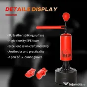HOMCOM Sac de Box Reglabil pe Înălțime cu Punching Ball și Bază Umplibilă, 88x48x155-205 cm, Roșu și Negru 