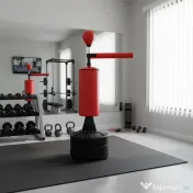 HOMCOM Sac de Box Reglabil pe Înălțime cu Punching Ball și Bază Umplibilă, 88x48x155-205 cm, Roșu și Negru 