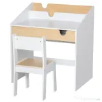 HOMCOM Set Birou și Scaun pentru Copii 6-10 Ani cu Raft și Sertar | Aosom Romania