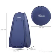 Outsunny Cort de Duș Pop Up Impermeabil cu Intrare cu Fermoar, 100x100x185 cm, Albastru | Aosom Romania