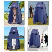 Outsunny Cort de Duș Pop Up Impermeabil cu Intrare cu Fermoar, 100x100x185 cm, Albastru | Aosom Romania