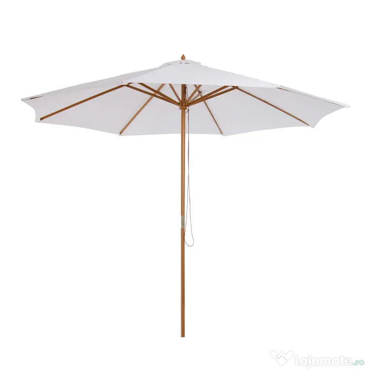 Outsunny Umbrela din Lemn Umbrela Soare pentru Gradina Balcon Alb 3 m | Aosom Romania