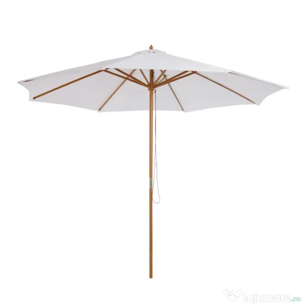 Outsunny Umbrela din Lemn Umbrela Soare pentru Gradina Balcon Alb 3 m | Aosom Romania
