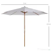 Outsunny Umbrela din Lemn Umbrela Soare pentru Gradina Balcon Alb 3 m | Aosom Romania