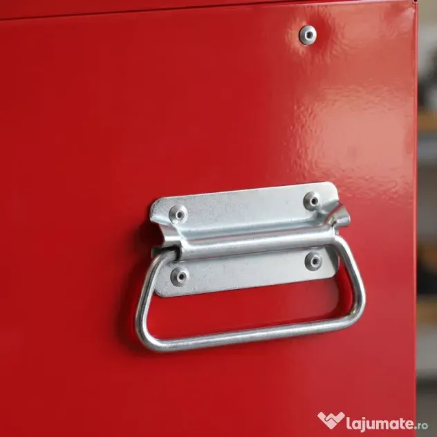 HOMCOM Cărucior pentru Scule cu 6 Sertare, Dulap de Depozitare 2 în 1 cu Încuietoare, Cutie Metalică pentru Atelier, Roșu