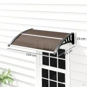 Outsunny Copertină de Exterior Impermeabilă și Anti-UV, din PC, PP și Aluminiu, 75x120x23 cm, Maro și Negru 