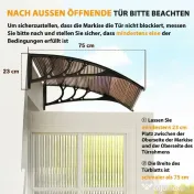 Outsunny Copertină de Exterior Impermeabilă și Anti-UV, din PC, PP și Aluminiu, 75x120x23 cm, Maro și Negru 