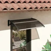 Outsunny Copertină de Exterior Impermeabilă și Anti-UV, din PC, PP și Aluminiu, 75x120x23 cm, Maro și Negru 