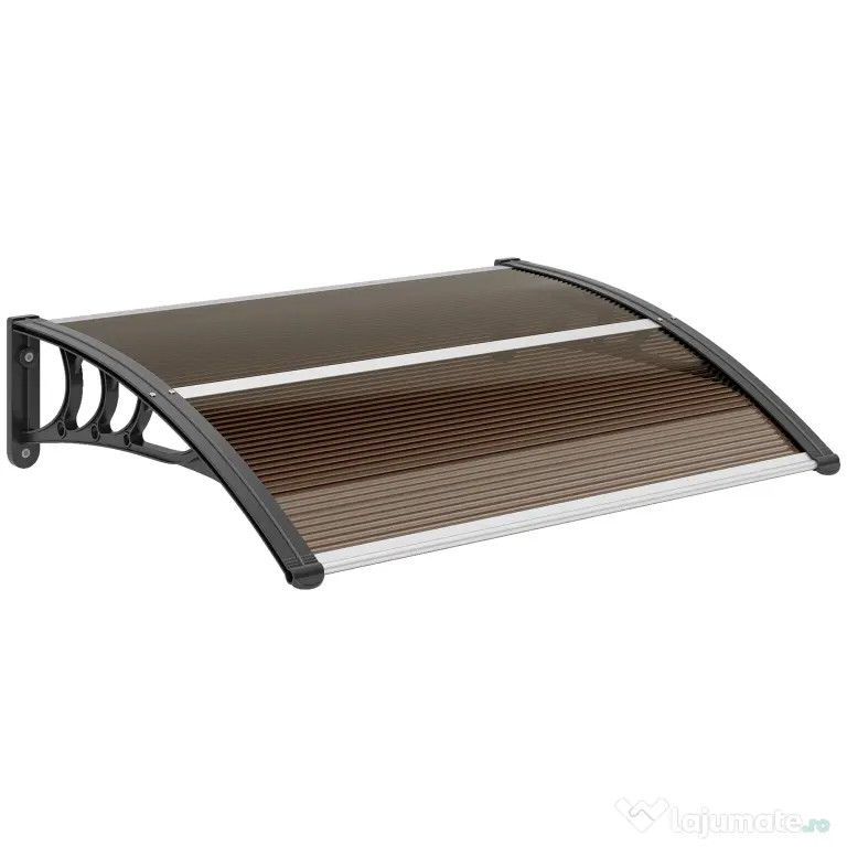 Outsunny Copertină Exterioară Impermeabilă și Anti-UV cu Placă Curbată, 75x120x23 cm, Maro și Negru | Aosom Romania