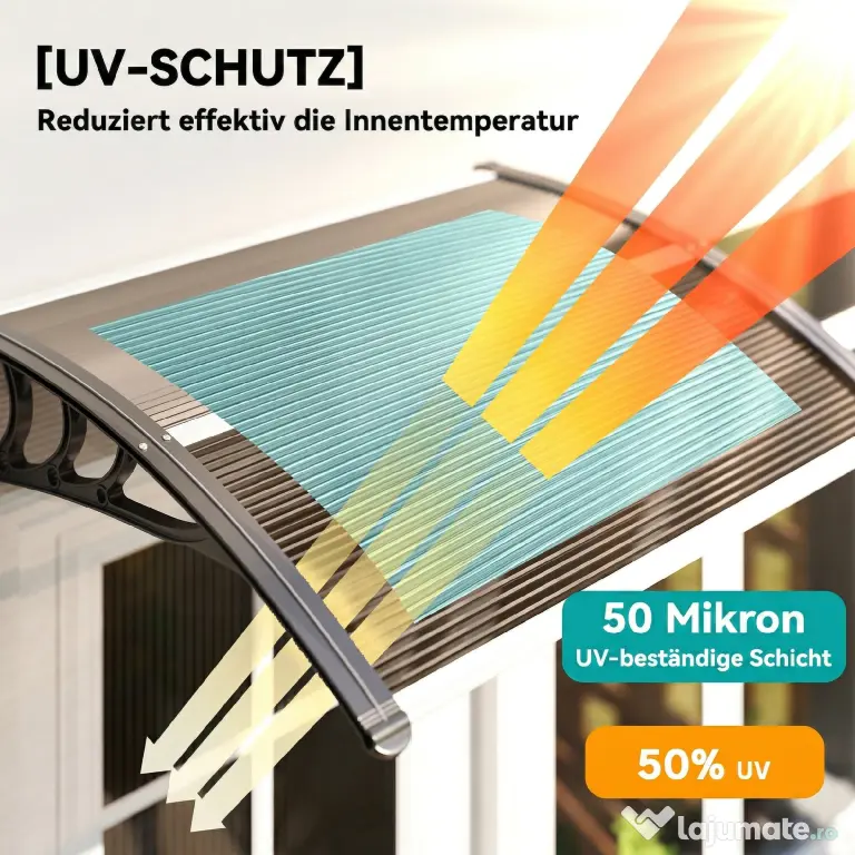 Outsunny Copertină Exterioară Impermeabilă și Anti-UV cu Placă Curbată, 75x120x23 cm, Maro și Negru | Aosom Romania