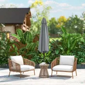 Outsunny Umbrelă Inclinabilă pentru Grădină și Terasă 2.3x2m cu Deschidere Ușoară prin Manivelă, Structură Metalică și 6 Stinghii, Gri | Aosom Romania 