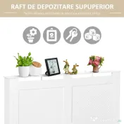 Homcom Masca Calorifer Lemn Alb – 151,5×82×19 cm cu Grilaj Elegant