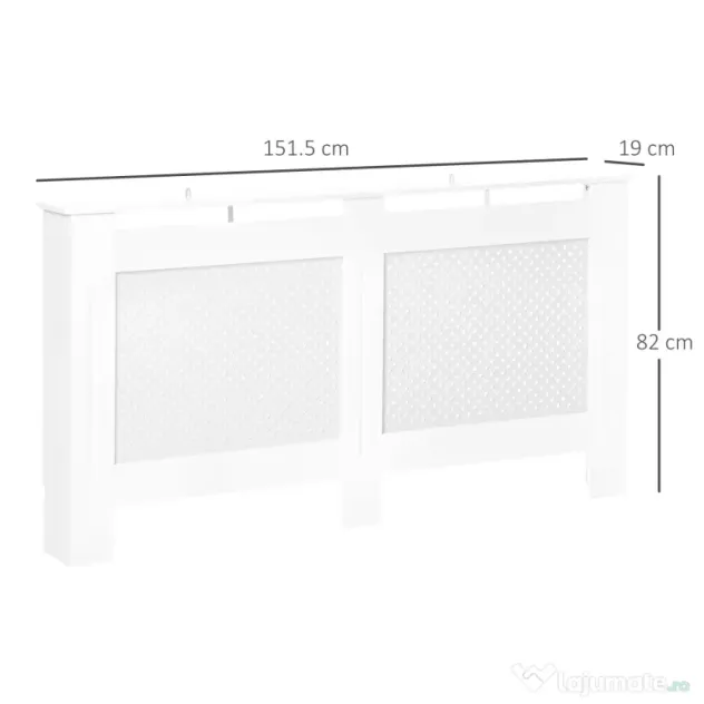 HOMCOM Mască pentru Calorifer din Lemn MDF cu Raft Superior, 151,5x82x19 cm, Alb | Aosom Romania