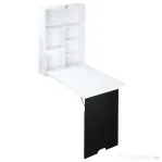 HOMCOM Birou Pliabil de Perete pentru Economie Spațiu, Masă Rabatabilă cu Tablă Albă și Neagră pentru Scris, 60x88.5x146.5cm