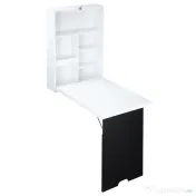 HOMCOM Birou Pliabil de Perete pentru Economie Spațiu, Masă Rabatabilă cu Tablă Albă și Neagră pentru Scris, 60x88.5x146.5cm 