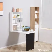 HOMCOM Birou Pliabil de Perete pentru Economie Spațiu, Masă Rabatabilă cu Tablă Albă și Neagră pentru Scris, 60x88.5x146.5cm 