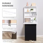 HOMCOM Birou Pliabil de Perete pentru Economie Spațiu, Masă Rabatabilă cu Tablă Albă și Neagră pentru Scris, 60x88.5x146.5cm 