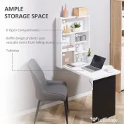 HOMCOM Birou Pliabil de Perete pentru Economie Spațiu, Masă Rabatabilă cu Tablă Albă și Neagră pentru Scris, 60x88.5x146.5cm 