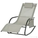 Outsunny Sezlong Balansoar de Gradina cu buzunar lateral si pernuta, in Metal 62L x 88L x 165Hcm