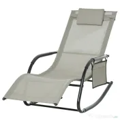 Outsunny Sezlong Balansoar de Gradina cu buzunar lateral si pernuta, in Metal 62L x 88L x 165Hcm 