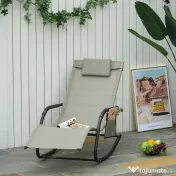 Outsunny Sezlong Balansoar de Gradina cu buzunar lateral si pernuta, in Metal 62L x 88L x 165Hcm 