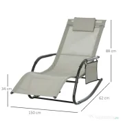 Outsunny Sezlong Balansoar de Gradina cu buzunar lateral si pernuta, in Metal 62L x 88L x 165Hcm 