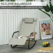 Outsunny Sezlong Balansoar de Gradina cu buzunar lateral si pernuta, in Metal 62L x 88L x 165Hcm 