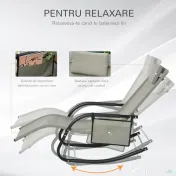 Outsunny Sezlong Balansoar de Gradina cu buzunar lateral si pernuta, in Metal 62L x 88L x 165Hcm 